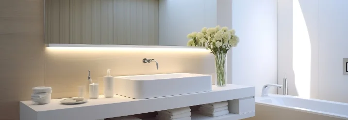 Modernes Badezimmer mit Waschbecken und Badewanne